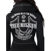 True Religion Women’s Big T Crystal Horseshoe Shrunken Zip Hoodie – 60% Cotton 40% Polyester, Long Sleeve, Zip-Up(Jet Black)