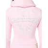 True Religion Women’s Big T Crystal Horseshoe Shrunken Zip Hoodie – 60% Cotton 40% Polyester, Long Sleeve, Zip-Up(Roseate Spoonbill)
