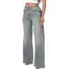 True Religion Women’s Bobbi Baggy Wide Leg Jeans – 99% Cotton, Flap Pocket, Relaxed Silhouette(Ice Veil)