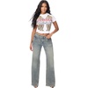 True Religion Women’s Bobbi Baggy Wide Leg Jeans – 99% Cotton, Flap Pocket, Relaxed Silhouette(Ice Veil)