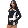 True Religion Women’s Color Blocked Baby Terry Zip Up Hoodie – Poly-Cotton Blend, Zip Up, Colorblock Detail(Black / White)