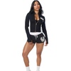 True Religion Women’s Color Blocked Baby Terry Zip Up Hoodie – Poly-Cotton Blend, Zip Up, Colorblock Detail(Black / White)
