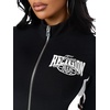 True Religion Women’s Color Blocked Baby Terry Zip Up Hoodie – Poly-Cotton Blend, Zip Up, Colorblock Detail(Black / White)