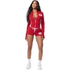 True Religion Women’s Color Blocked Baby Terry Zip Up Hoodie – Poly-Cotton Blend, Zip Up, Colorblock Detail(Red / White)