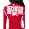 True Religion Women’s Color Blocked Baby Terry Zip Up Hoodie – Poly-Cotton Blend, Zip Up, Colorblock Detail(Red / White)