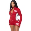 True Religion Women’s Color Blocked Baby Terry Zip Up Hoodie – Poly-Cotton Blend, Zip Up, Colorblock Detail(Red / White)