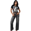True Religion Women’s Crystal Buddha Anniversary Tee – 95% Cotton Blend, Crew Neck, Signature Graphic Detail(Jet Black)