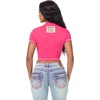 True Religion Women’s Crystal Buddha Anniversary Tee – 95% Cotton Blend, Crew Neck, Signature Graphic Detail(Pink Peacock)