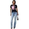 True Religion Women’s Crystal Heritage Crew Neck Tee – Cotton Blend, Classic Crewneck, Crystal Detail(Jet Black)