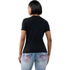 True Religion Women’s Crystal Heritage Crew Neck Tee – Cotton Blend, Classic Crewneck, Crystal Detail(Jet Black)