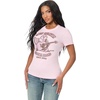 True Religion Women’s Crystal Heritage Crew Neck Tee – Cotton Blend, Classic Crewneck, Crystal Detail(Roseate Spoonbill)