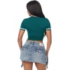 True Religion Women’s Crystal Horseshoe Baby Tee – 95% Cotton 5% Elastane, Crew Neck, Fitted Silhouette(Botanical Garden)