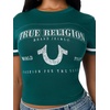 True Religion Women’s Crystal Horseshoe Baby Tee – 95% Cotton 5% Elastane, Crew Neck, Fitted Silhouette(Botanical Garden)