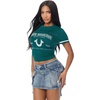 True Religion Women’s Crystal Horseshoe Baby Tee – 95% Cotton 5% Elastane, Crew Neck, Fitted Silhouette(Botanical Garden)
