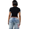 True Religion Women’s Crystal Horseshoe Baby Tee – 95% Cotton 5% Elastane, Crew Neck, Fitted Silhouette(Jet Black)