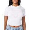 True Religion Women’s Crystal Horseshoe Baby Tee – 95% Cotton 5% Elastane, Crew Neck, Fitted Silhouette(Optic White)