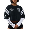 True Religion Women’s Crystal Jersey Sporty Top – 100% Cotton, Sporty Fit, Crystal Detail(Black/Wht)