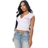 True Religion Women’s Crystal Leopard Rib Notch Tee – Poly Rayon Blend, Ribbed Knit, Notch Neckline(White)