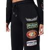 True Religion Women’s Crystal Patch Mid Rise Straight Leg Sweatpants – 60% Cotton 40% Polyester, Comfortable Fit(Jet Black)