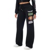 True Religion Women’s Crystal Patch Mid Rise Straight Leg Sweatpants – 60% Cotton 40% Polyester, Comfortable Fit(Jet Black)