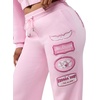 True Religion Women’s Crystal Patch Mid Rise Straight Leg Sweatpants – 60% Cotton 40% Polyester, Comfortable Fit(Roseate Spoonbill)