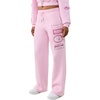 True Religion Women’s Crystal Patch Mid Rise Straight Leg Sweatpants – 60% Cotton 40% Polyester, Comfortable Fit(Roseate Spoonbill)