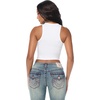 True Religion Women’s Crystal Rib Tank – Poly Rayon Blend, Ribbed Fit, Crystal Logo Detail(Optic White)