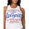 True Religion Women’s Crystal Rib Tank – Poly Rayon Blend, Ribbed Fit, Crystal Logo Detail(Optic White)