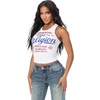 True Religion Women’s Crystal Rib Tank – Poly Rayon Blend, Ribbed Fit, Crystal Logo Detail(Optic White)