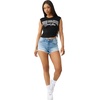 True Religion Women’s Crystal Short Sleeve Baby Top | Cropped Ruched Tee(Jet Black)