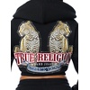 True Religion Women’s Crystal Varsity Relaxed Zip Up Hoodie – 60% Cotton 40% Polyester, Relaxed Fit, Signature Crystal Detail(Jet Black)