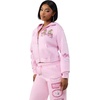 True Religion Women’s Crystal Varsity Relaxed Zip Up Hoodie – 60% Cotton 40% Polyester, Relaxed Fit, Signature Crystal Detail(Roseate Spoonbill)