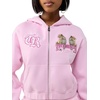 True Religion Women’s Crystal Varsity Relaxed Zip Up Hoodie – 60% Cotton 40% Polyester, Relaxed Fit, Signature Crystal Detail(Roseate Spoonbill)