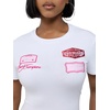 True Religion Women’s Embroidered Patch Baby Tee – 95% Cotton 5% Elastane, Crew Neck, Signature Embroidery Detail(Optic White)