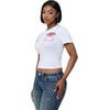 True Religion Women’s Embroidered Patch Baby Tee – 95% Cotton 5% Elastane, Crew Neck, Signature Embroidery Detail(Optic White)