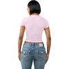 True Religion Women’s Embroidered Washed Rib Baby Tee – 95% Cotton, Raglan Sleeve, Washed Finish(Roseate Spoonbill)
