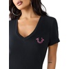 True Religion Women’s Heritage Classic V Neck Tee | Stretch Fabric(Jet Black)