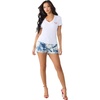 True Religion Women’s Heritage Classic V Neck Tee | Stretch Fabric(Optic White)
