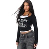 True Religion Women’s Heritage Double Layered Long Sleeve Top – 95% Cotton Blend, Stretch Knit, Layered Detail(Black/Wht)