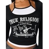 True Religion Women’s Heritage Double Layered Long Sleeve Top – 95% Cotton Blend, Stretch Knit, Layered Detail(Black/Wht)