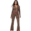True Religion Women’s High Rise Leopard Baby Terry Bootcut Pants – Poly-Cotton Blend, High Rise Fit, Baby Terry Fabric(Leopard)