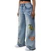 True Religion Women’s Jessie Super Baggy Wide Leg Jeans – 99% Cotton, Flap Pocket, Relaxed Fit(Wild Laurel)