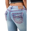 True Religion Women’s Joey Low Rise Flare Super T Flap Pocket Jeans – Cotton Blend, Low Rise Fit, Flap Pocket Detail(Lucky Neon)