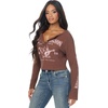 True Religion Women’s Waffle Knit Henley Top – Cotton Blend, Long Sleeve, Henley Neckline(Mustang)