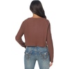 True Religion Women’s Waffle Knit Henley Top – Cotton Blend, Long Sleeve, Henley Neckline(Mustang)