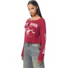 True Religion Women’s Waffle Knit Henley Top – Cotton Blend, Long Sleeve, Henley Neckline(Rumba Red)