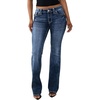 True Religion Women’s Becca Mid Rise Bootcut Big T Flap Pocket Jeans – Cotton Blend, Crystal Detail, Bootcut Fit(Astral Tide)
