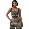 True Religion Women’s Big T Crystal Camo Corset Long Sleeve Top – 98% Cotton, Corset Style, Crystal Detail(Camo)