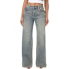 True Religion Women’s Bobbi Baggy Wide Leg Jeans – 99% Cotton, Flap Pocket, Relaxed Silhouette(Ice Veil)