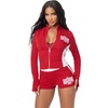 True Religion Women’s Color Blocked Baby Terry Zip Up Hoodie – Poly-Cotton Blend, Zip Up, Colorblock Detail(Red / White)